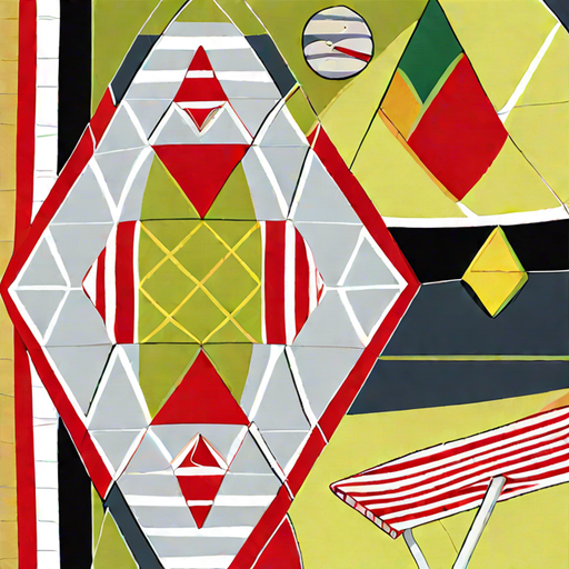 rug, kite, kiwi, kettle, yellow, bridge, candy cane, pyramid, pillow, meteor